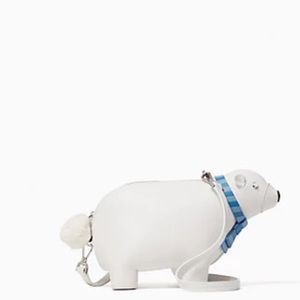 KATE SPADE Arctic Friends crossbody Polar Bear Novelty Clutch BAG Purse white
